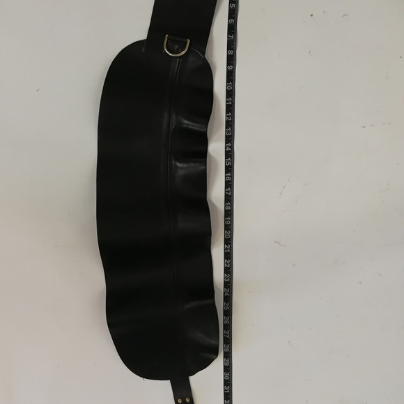 80S VTG black leather cinched waist adjustable statement belt - Picture 11 of 15